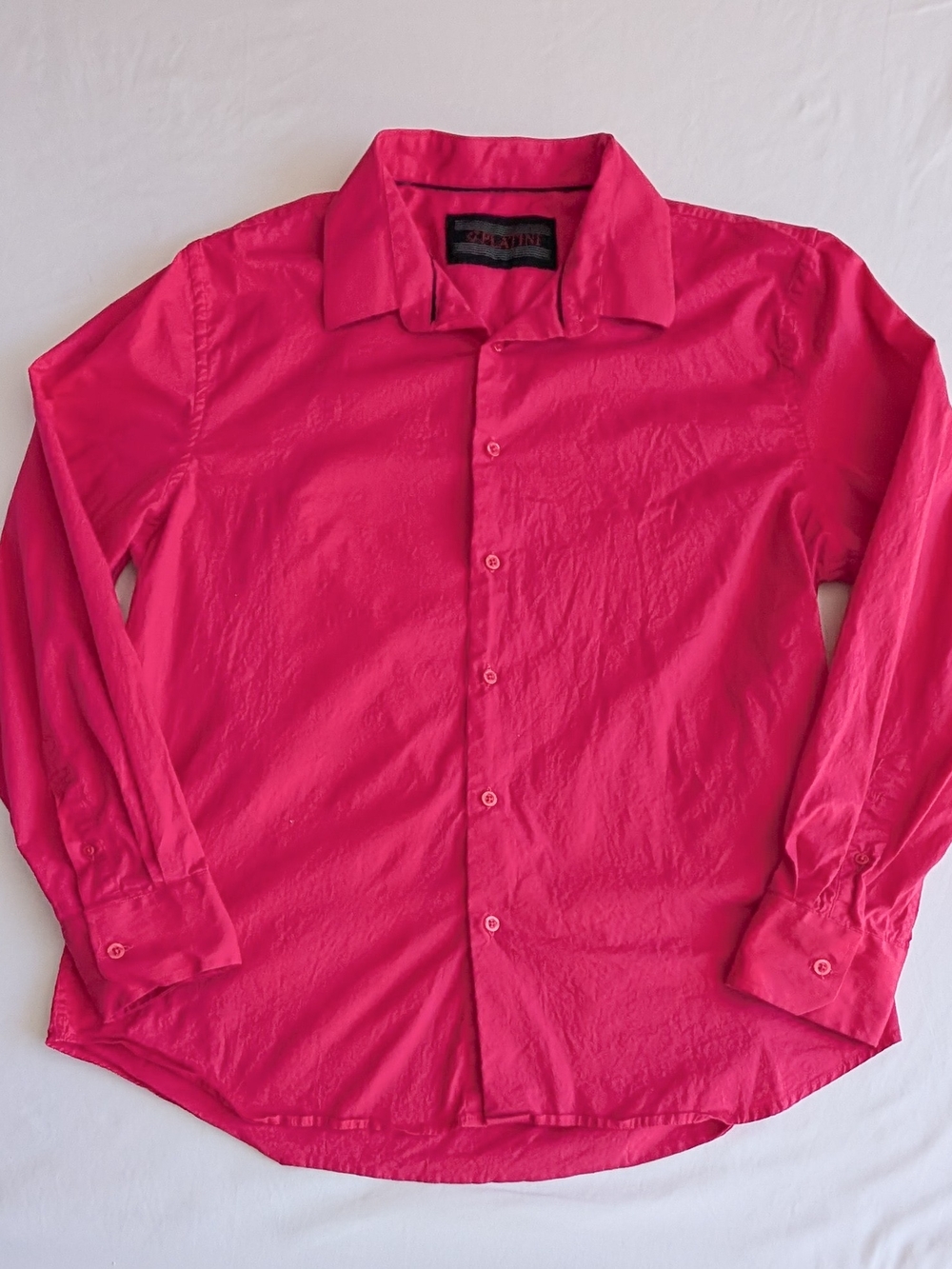 Platini Jeans Shirt Men L Pink Button Up Long Sleeve Western Cowboy Glam Western